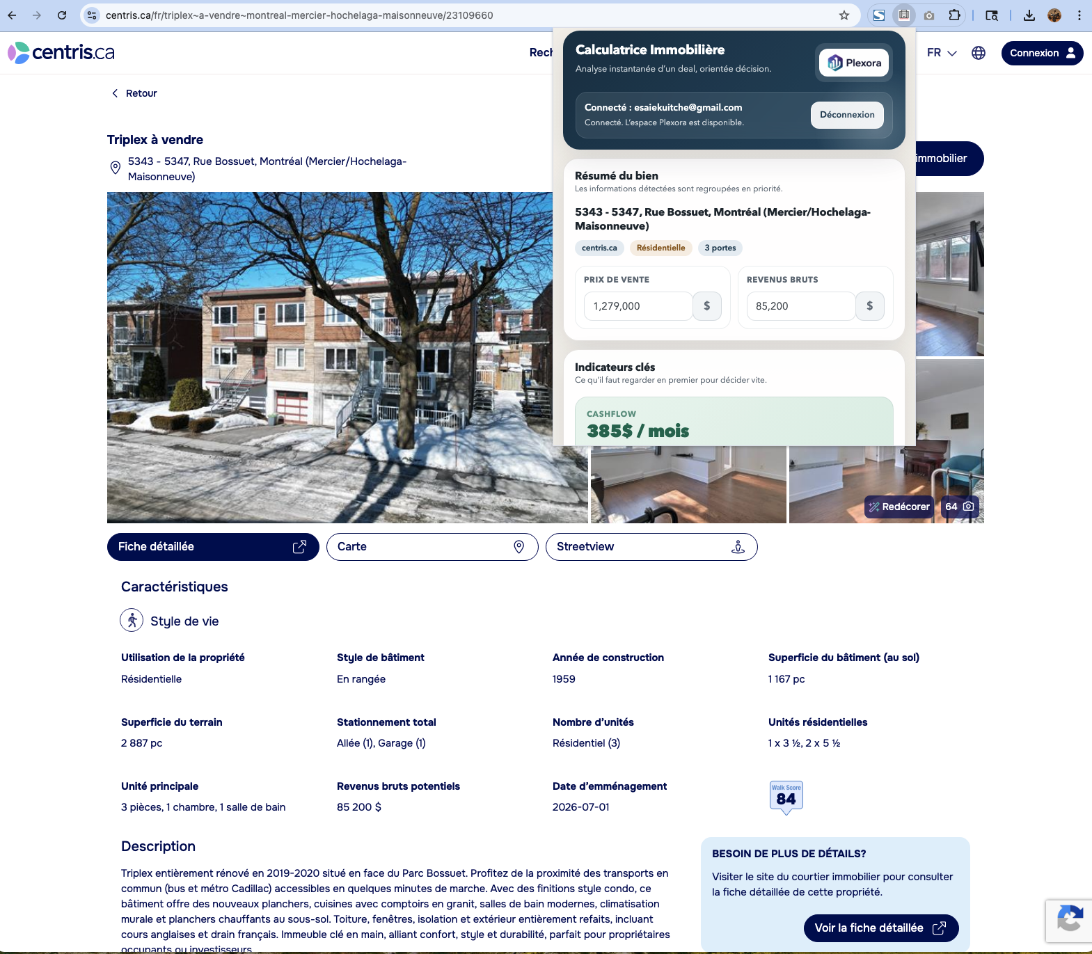 Capture de l’extension Deals dans Centris