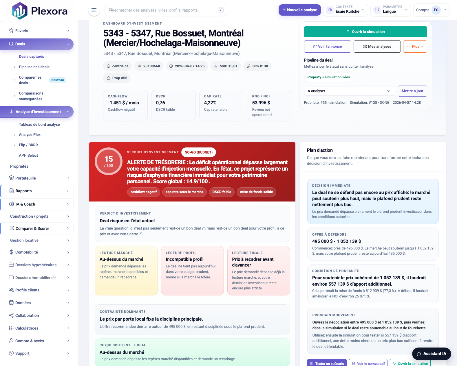 Page détail d’un deal capturé